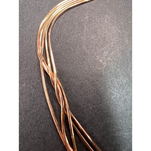 NEW Italian rose gold over sterling silver multi row chain necklace-18 inch - Picture 9 of 11